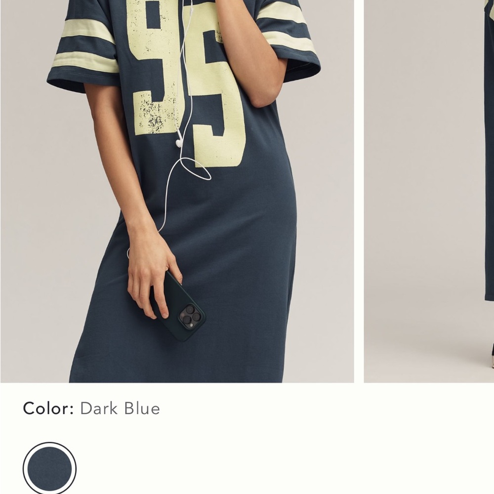 Anthropologie Navy Midi Dress with Cream Stripes - Picture 4 of 8